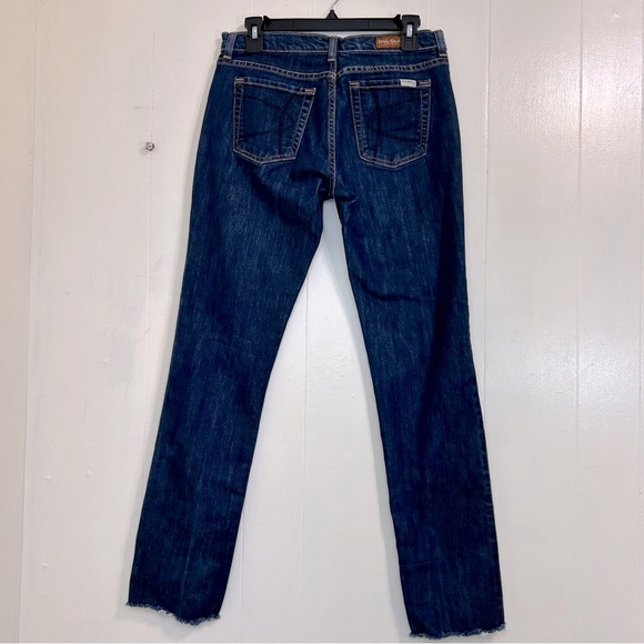 David Kahn Denim Dark Blue Distressed Hem Low Rise Ankle Jeans Size 29. - Picture 2 of 12